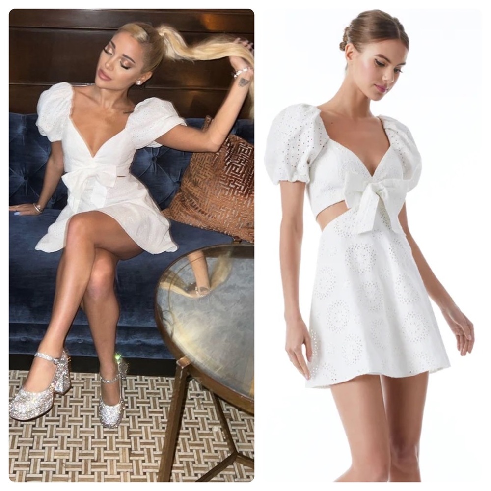 ALICE + OLIVIA Queenie Puff Sleeve Mini Dress With Bow